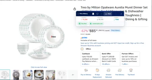 Image of Treo by Milton Opalware Dinner Set 18 Pcs