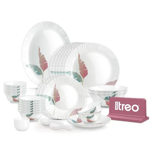 Image of Treo by Milton Opalware Neuma Palma Dinner Set of 35 | Serving for 6