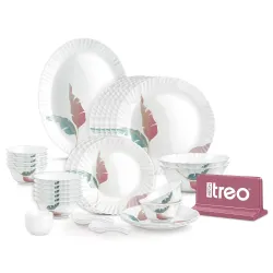 Treo by Milton Opalware Neuma Palma Dinner Set of 35 | Serving for 6