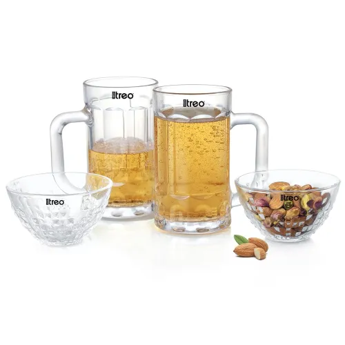 Image of Treo By Milton Roarr 4-Piece Beer Mugs Tetris Bowls Serving Set