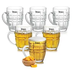 Treo By Milton Windsor Beer Mug Glasses for Beer, Juice, Mocktail | Scratch Resistant & Easy to Clean | Dishwasher Safe Mug | Transparent | Set of 6, 400 ml Each