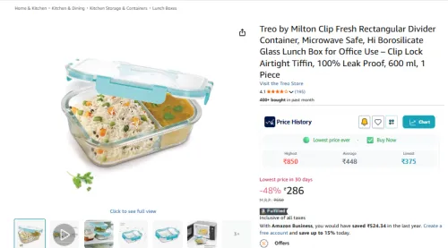 Image of Treo by Milton Clip Fresh Glass Lunch Box