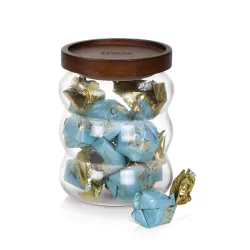Treo by Milton Belly Storage Jar With Wooden lid, 500 ml, Transparent | Storage Jar | Refrigerator Safe | Air Tight | Dishwasher and Microwave Safe | Light Weight