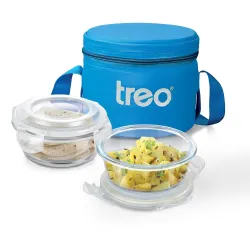 Treo by Milton Sky Lite Borosilicate Glass Lunch Box 400ml Set of 2