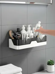 Treovia Plastic Bathroom Shelf Organizer Without Drill Plastic Wall Shelf