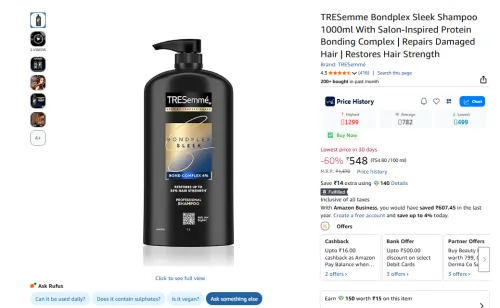Image of TRESemme Bondplex Sleek Shampoo 1000ml 