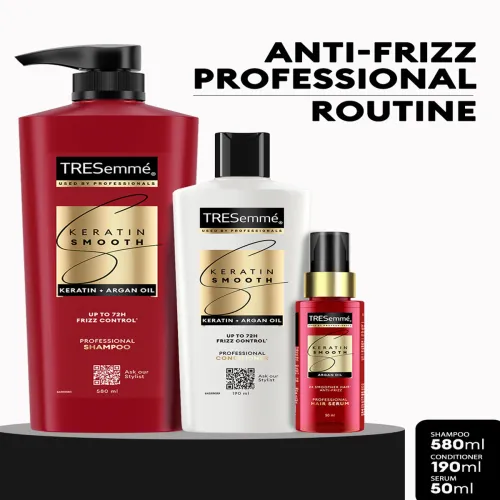 Image of TRESemme Set of 3 Keratin & Argan Oil Shampoo 580ml + Conditioner 190ml + Serum 50ml