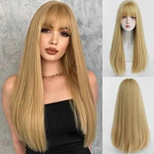 Image of TRESSED UP GOLDEN HAIR WIG WITH BANGS 