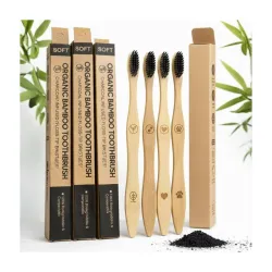 TRESSENCE Organic Bamboo Toothbrush, Soft Bristles, Pack of 4