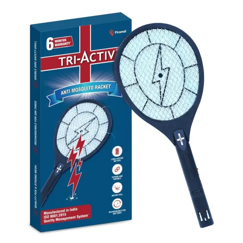 Image of Tri-Activ Mosquito Killer Racket (6 months Warranty, Rechargable Upto 500 Times, ISO Certified)