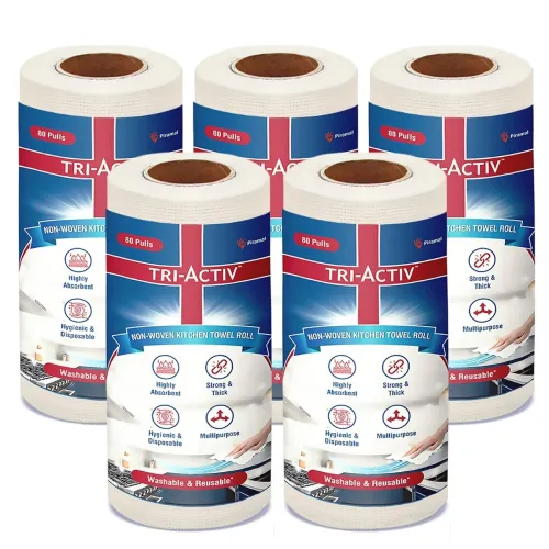 Image of Tri-Activ Washable Reusable Kitchen Towel Roll 400 Sheets Pack-5