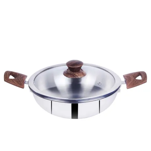 Image of Tri Ply Kadai 22 Cm | Stainless Steel Deep Cooking Kadhai for Curry