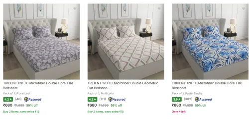 Image of Trident Bedsheets at minimum 50% Discount