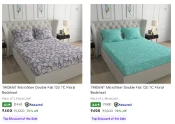 Trident Bedsheets upto 75% Discount