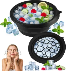 Triffy Ice Facial Spa Bowl For Complete Skincare Routine Black Silicone Ice Cube Tray (Pack of1)
