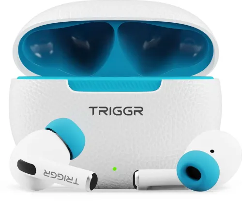 Image of TRIGGR COSMOS with Textured Design, Dual Pairing, 50H Battery, 13mm Drivers, BT v5.3 Bluetooth Headset (Pearl Blue, True