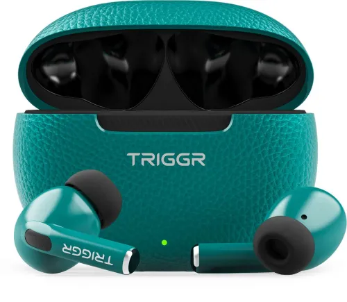 Image of TRIGGR COSMOS with Textured Design, Dual Pairing, 50H Battery, 13mm Drivers, BT v5.3 Bluetooth Headset (Teal Noir, True 