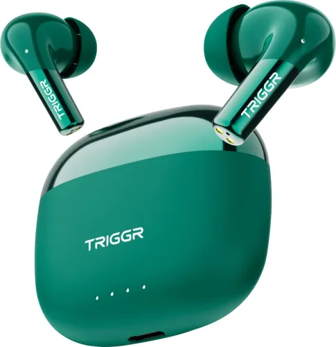 Image of TRIGGR Opus with Latest BT v6.0, Dual Pairing, Chrome Lid, Rubber Finish, 40Hr Playtime Bluetooth Headset (Onyx Forest, 