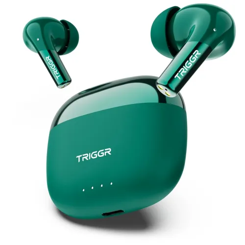 Image of TRIGGR Opus with Latest BT v6.0, Dual Pairing, Chrome Lid, Rubber Finish, 40Hr Playtime Bluetooth (Onyx Forest, in The E