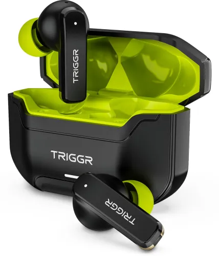 Image of TRIGGR Raze 1 with 40H Battery, 40ms Low Latency, Dual ENC Mic, Tactical Design, v5.4 Bluetooth Headset (Neon Strike, Tr