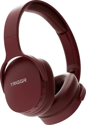 Image of TRIGGR Trinity 2 with Dual Pairing, ENC, Fast Charge, 50H Battery, Rubber Finish, v5.3 Bluetooth  (Bordeaux Maroon, On t