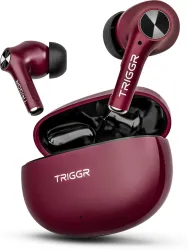TRIGGR Ultrabuds Go with 40H Playtime, AI ENC, Dynamic Drivers, Type-C Fast Charging Bluetooth Headset (Ruby Noir, True Wireless)