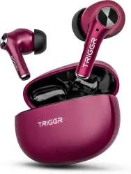TRIGGR Ultrabuds Go with 40H Playtime, AI ENC, Dynamic Drivers, Type-C Fast Charging Bluetooth Headset (Ruby Noir, True 