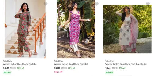 Image of Trijal Fab Women's Ethnic Sets upto 83% Discount