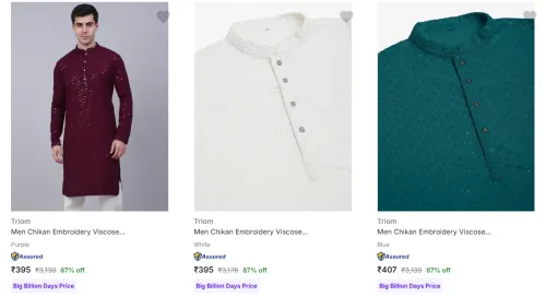 Image of Triom Men's Kurtas upto 87% Discount