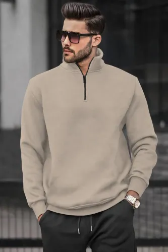 Image of TRIPR  Men Solid Collared Neck Beige Sweater