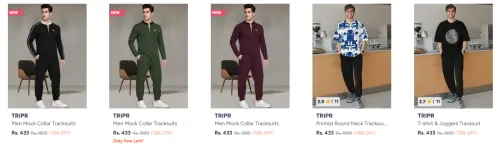 Image of Tripr Men's Tracksuits at minimum 70% Discount