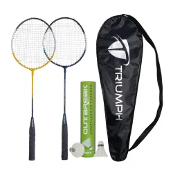 Triumph Passion Badminton Alloy Steel 2 Pcs Racquet Set With 10 Pcs Outbreak