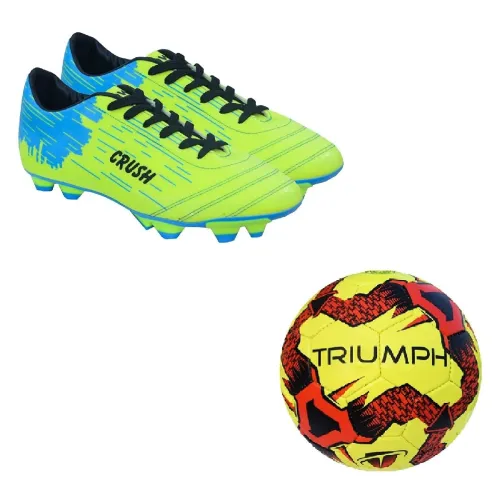 Image of Triumph Football Pvc Boss Yellow With Gowin Football Shoe Crush Green Cyan Size-10