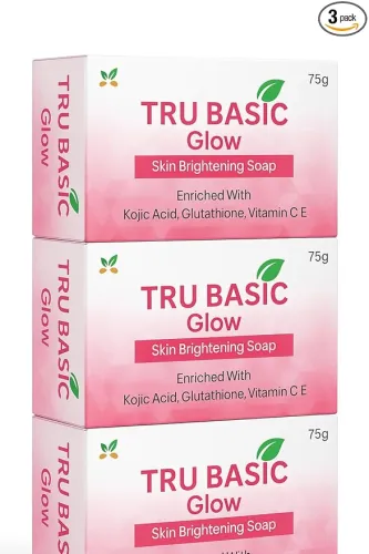 Image of Tru Basic Glow Skin Brightening Soap Pack of 3 | Enriched with Kojic Acid, Glutathione, Vitamin C & E | Skin Lightening 