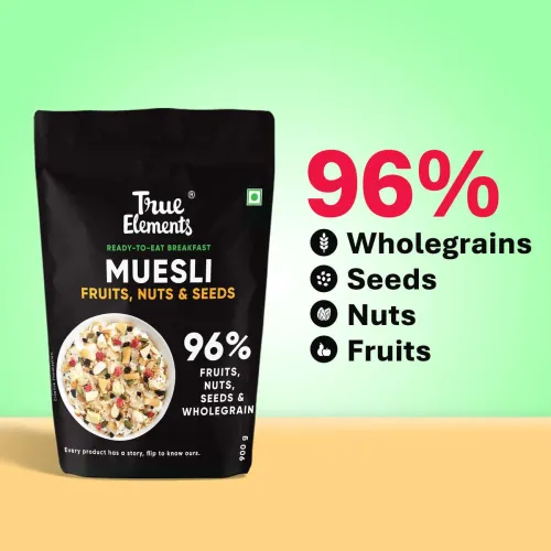 Image of True Elements Fruit and Nut Muesli, Zero Added Sugar, Ready to Eat Breakfast, High Protein Pouch (900 g)