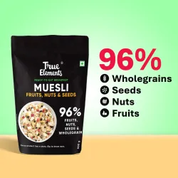True Elements Fruit and Nut Muesli, Zero Added Sugar, Ready to Eat Breakfast, High Protein Pouch (900 g)