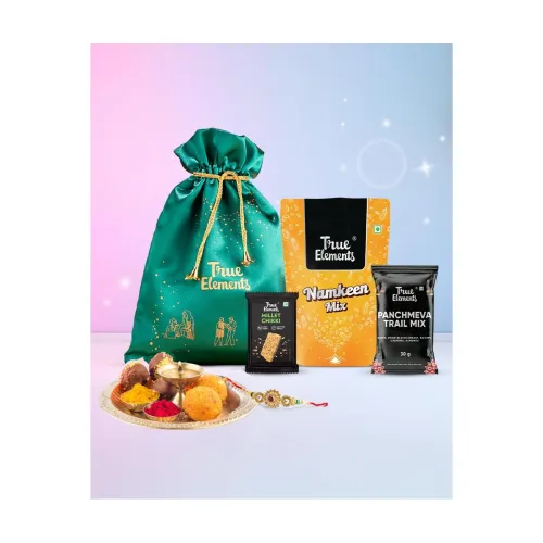 Image of True Elements Luxury Delight Potli 150gm | Healthy Gift Hamper | Gourmet Snacks & Dry Fruits | Corporate Gifts | Snack G