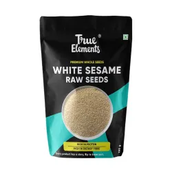 True Elements Raw White Sesame Seeds 150gm - 100% Clean and Natural White Til | Safed Til Seeds for Eating | Raw Seeds |