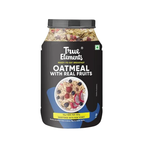 Image of True Elements Whole Oatmeal 1kg - Overnight Oats Oats with Chia Seeds Dry Fruits and Nut