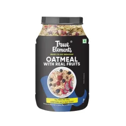 True Elements Whole Oatmeal 1kg - Overnight Oats Oats with Chia Seeds Dry Fruits and Nut