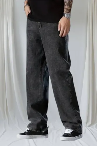 Image of TRUESTICH  Men Loose Fit Mid Rise Dark Grey Jeans