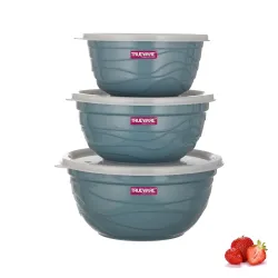 Trueware Microwave-Safe 3‑Piece Bowl Set (1000/1400/2200 ml)