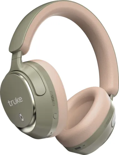 Image of truke Aura Bass headphone w / 40mm Drivers, 50Hrs playtime, low latency, ENC, Deep Bass Bluetooth Headset (Forest green,
