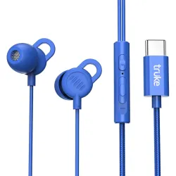 truke Bass S2 Sleeping Earphones Designed for Side Sleepers with Soft Silicone, 13mm Driver for Clear Audio, type-C jack, Noise-Reducing Fit, Lightweight & Durable TPE Wire for All-Night Com...