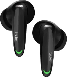 truke BTG Crystal V2 buds w/ 68H Battery, RGB LEDs, Game Mode, Dual Pairing, 4Mic ENC Bluetooth Headset (Midnight Black, True Wireless)