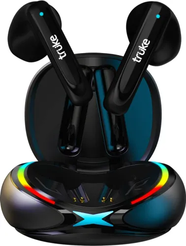 Image of truke BTG X1 Earbuds with Game Mode, Quad Mic ENC, 20 RGB LEDs, 48H Playtime Bluetooth (Black, True Wireless)