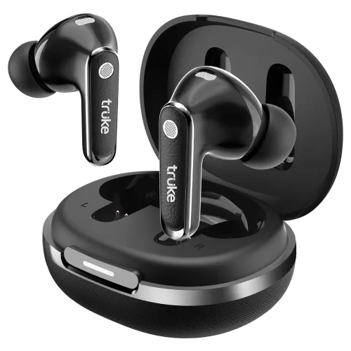 Image of truke New Launch Mega 12 True Wireless in Ear Earbuds W / 24-Bit Spatial Audio, Premium Leather Textured Design, 70H Pla