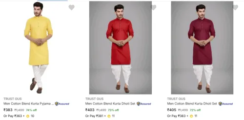 Image of Trust Ous Men's Ethnic Sets upto 79% Discount