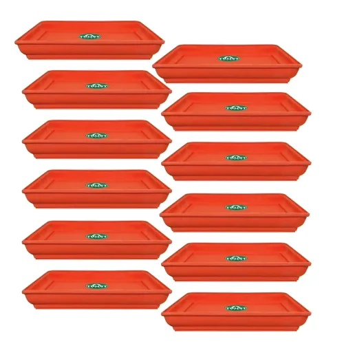 Image of TrustBasket UV Treated Square Bottom Tray(Plate /Saucer) Suitable for 10 inch Square Plastic Pot - Terracotta Color - Se