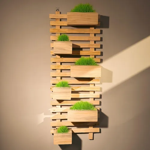 Image of TrustBasket 6-Tier Wooden Plant Stand for Balcony